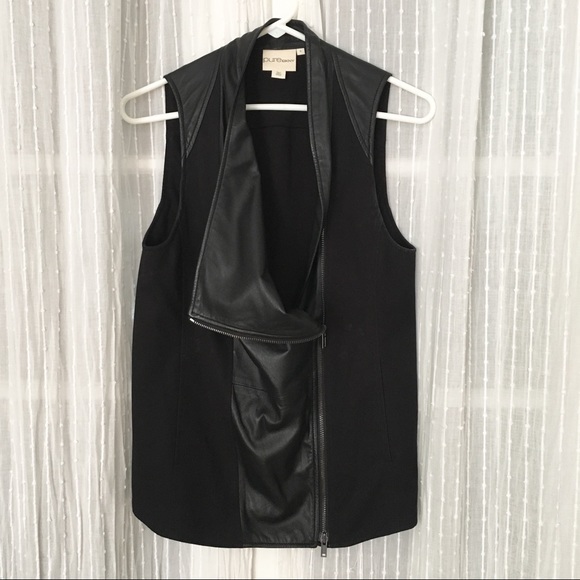 Dkny Jackets & Blazers - DKNY Leather Mixed Media Drape Neck Vest